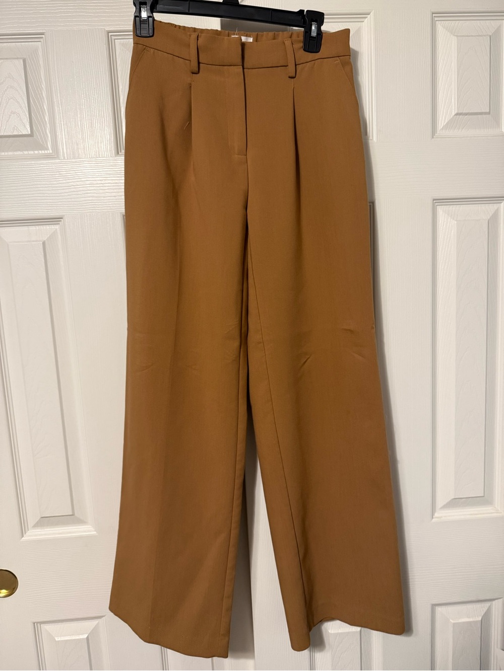 High-Rise Wide-Leg Pants in Camel Brown